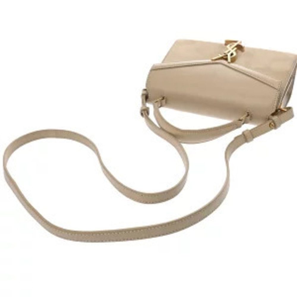 Saint Laurent Cassandra Top Handle Handbag Beige Suede Grained Calfskin - Picture 5 of 9
